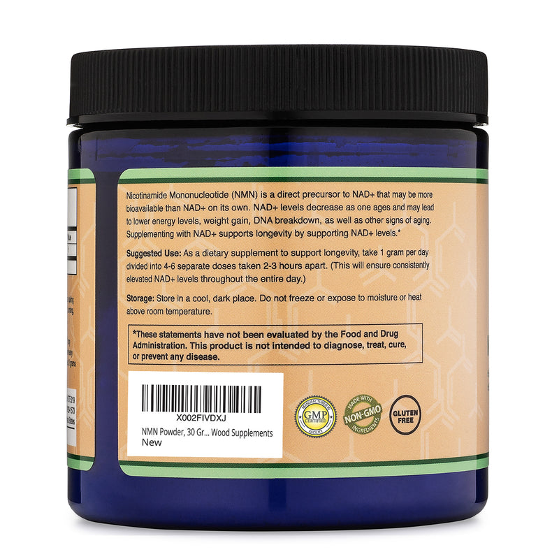 NMN Powder - 30 grams (1,06 oz) - Soy-Free, Gluten-Free, Non-GMO, Vegan
